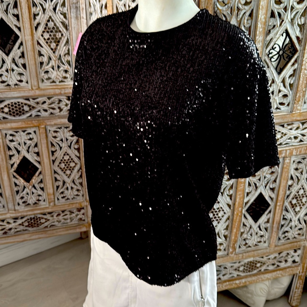 Sequin short sleeve top